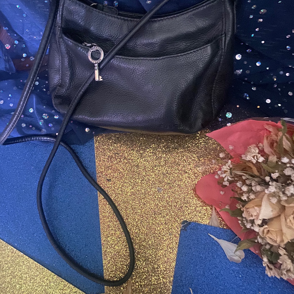 Fossil Vintage Black Bogian Leather Mini Crossbody Bag Quality Soft Lightweight
